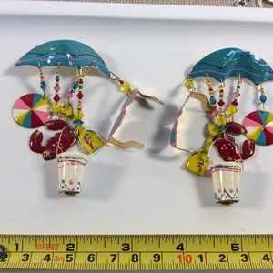 Lunch At The Ritz Beach Scene Earrings #122